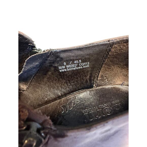 EUC Born Famke Leather Chunky Heeled Clogs Taupe Distressed Size 9 Boho Comfort - Picture 6 of 8